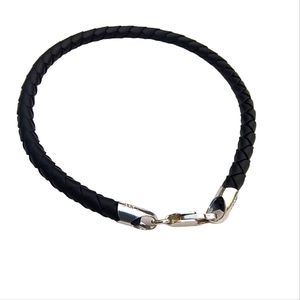 Sterling Silver and Black Braided Rubber Bracelet Brand New